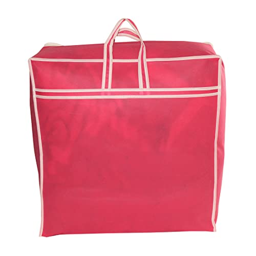 AARON INC Present 2 Pack Non Woven Pink Blanket Storage Bags With Handle, Front Transparent Window, Large Size, Under Bed Storage, Sturdy Zipper - Image 4