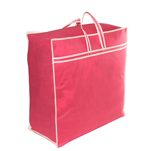 AARON INC Present 2 Pack Non Woven Pink Blanket Storage Bags With Handle, Front Transparent Window, Large Size, Under Bed Storage, Sturdy Zipper - Image 3