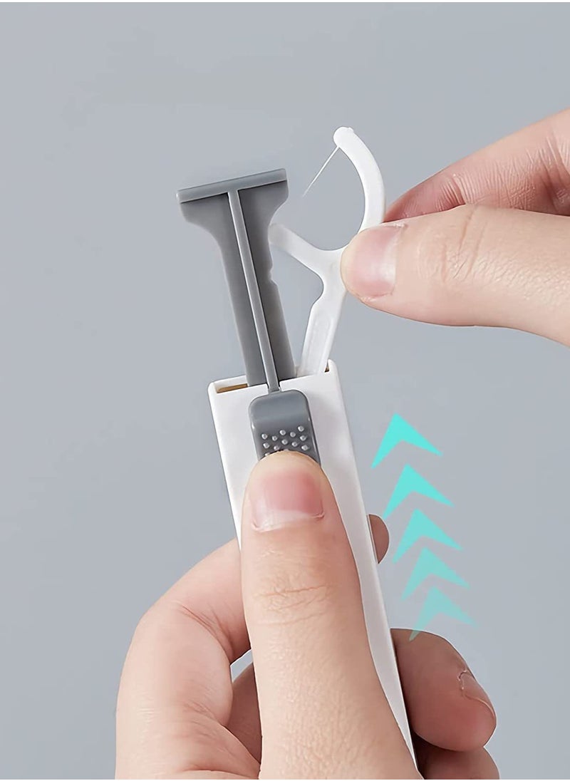 3 Sets of Automatic Floss Case Dispenser with 30 Pieces Dental Floss, Portable Refillable Floss Pick Holder For Travel