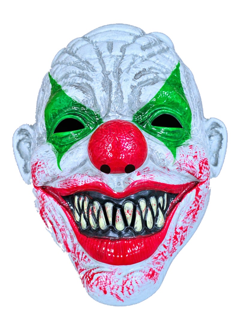 Trentor Halloween Joker Clown Mask with White Face, Green Eye Paint and Red Nose - Image 4