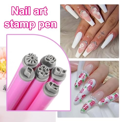 bolt bee Professional Nail Art Embossing Pen Set Silicone Pattern Stamping Tools for Gel Polish, 3D Flower and Leaf Design, DIY Manicure Kit, Salon and Home Use - Image 5