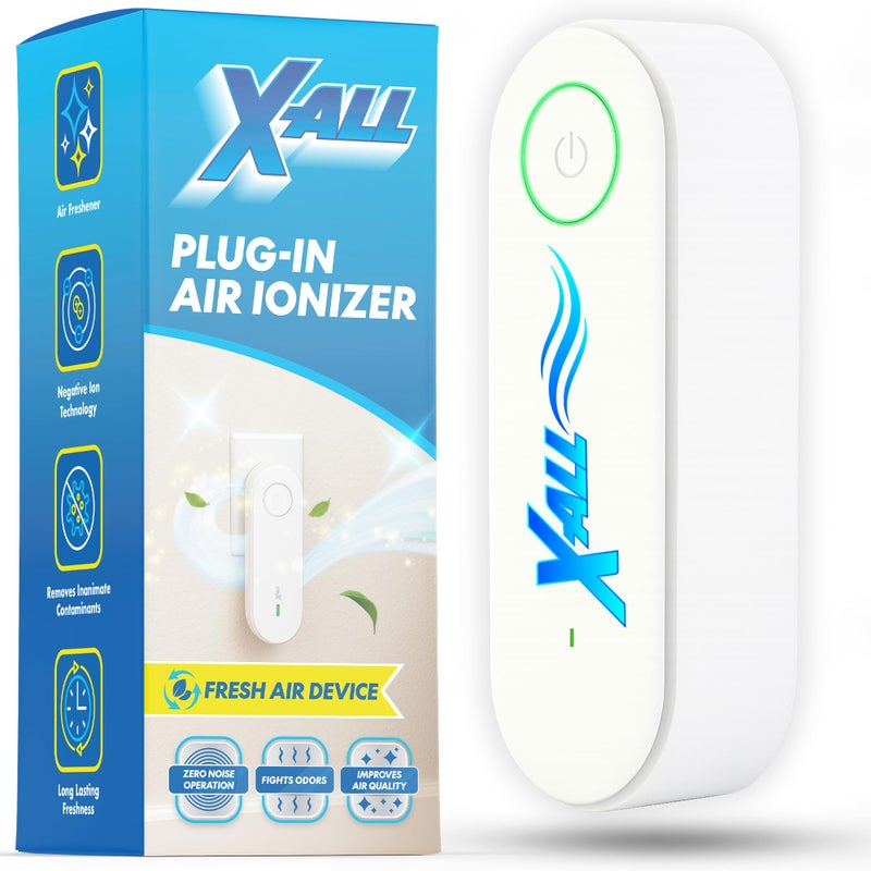 X-All منقي الهواء المصغر X-All Air Ionizer - منقي هواء قابل للتوصيل لغرفة النوم، المنزل، المكتب - ينقي الهواء من الحيوانات الأليفة، الطهي، القمامة، والدخان - Image 1