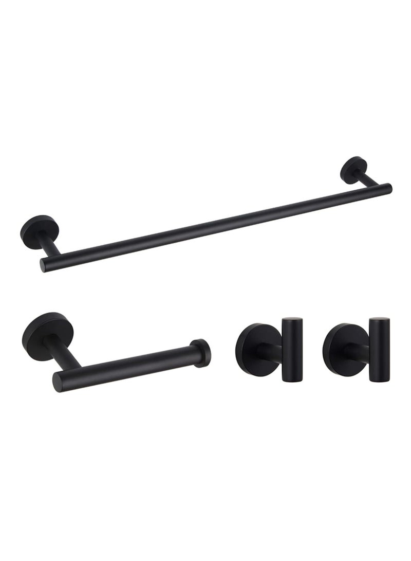 MIXDE Modern 4-Piece Bathroom Hardware Set 24-Inch Towel Bar Toilet Paper Holder and 2X Towel Hook Wall Mounted Brushed SUS 304 Stainless Steel  - Image 1