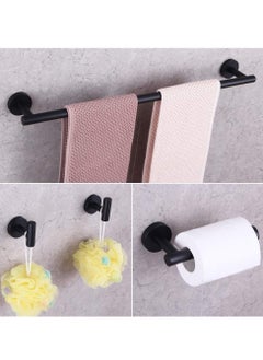 MIXDE Modern 4-Piece Bathroom Hardware Set 24-Inch Towel Bar Toilet Paper Holder and 2X Towel Hook Wall Mounted Brushed SUS 304 Stainless Steel  - Image 2