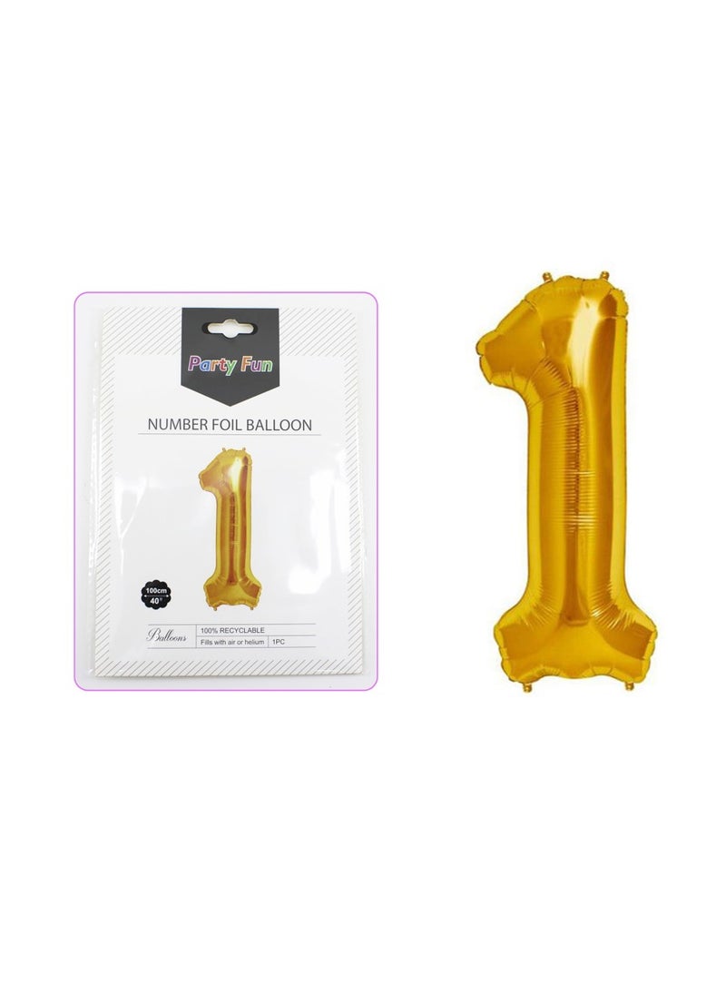 PARTY FUN 40 Inch Number Foil Balloons - Perfect for Anniversaries, Weddings, and Birthdays Number 1  - Image 2
