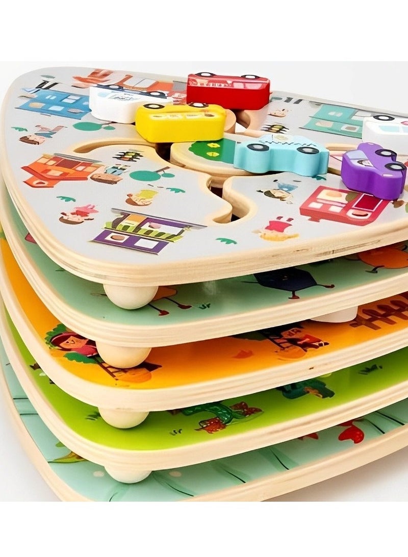 Pairing Maze & Assemble Cognitive Wooden Puzzles for Toddlers, Teacher Parents Early Learning Support Tools, Montessori Motor & Sensory Skill Development Shape Matching Toys (Digital Track Pattern)  - Image 5