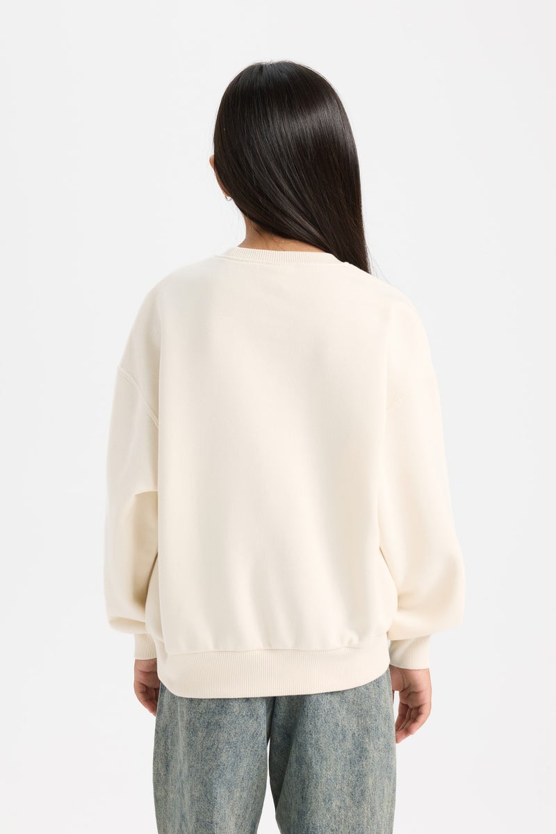 DeFacto Girl Relax Fit Crew Neck Printed Sweatshirt  - Image 4