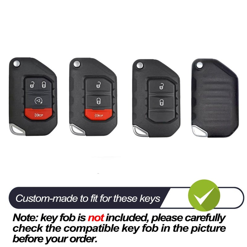 MECHCOS Compatible with Jeep Wrangler JL JLU Rubicon Wagoneer Gladiator JT Sahara JLU Red TPU Flip Key Fob Cover Case Remote Holder Skin Protector Sleeve Accessories - Image 2
