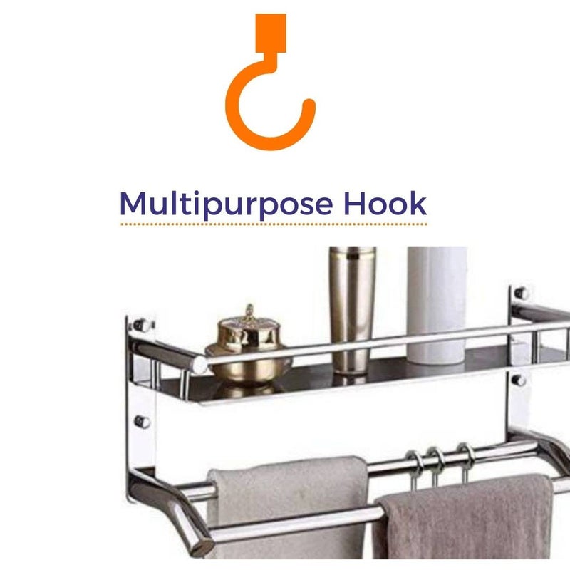 RKOING Stainless Steel Multipurpose3Tier Bathroom Shelfwith Towel HolderTowel HooksBathroom Accessories WallMountChrome Finish - Image 3