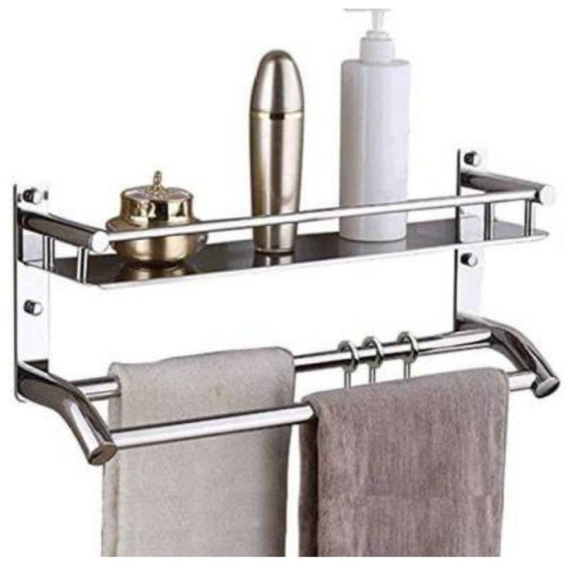 RKOING Stainless Steel Multipurpose3Tier Bathroom Shelfwith Towel HolderTowel HooksBathroom Accessories WallMountChrome Finish - Image 1