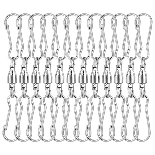 KUUQA 12 Pack Spinning Dual Clip Swivel Hooks for Wind Spinners, Hanging Windsock, Bird Feeders, Wind Chimes Crystal Twisters Party Supply - Image 1