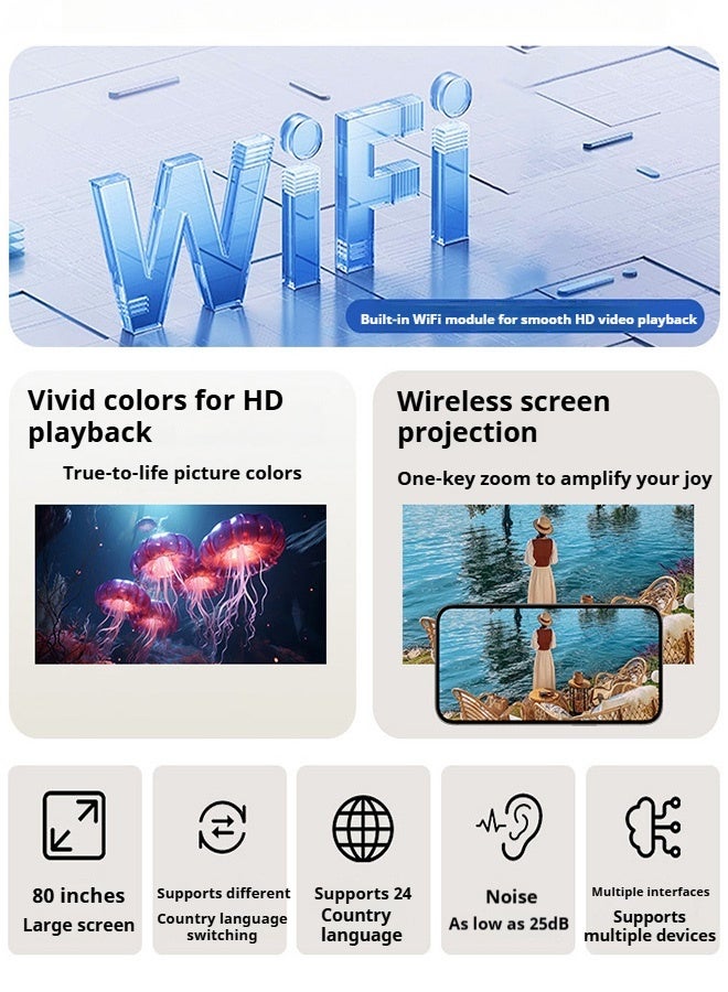 Portable Mini Projector with Android System Bluetooth Auto Vertical Correction FULL HD 1080P 360°Rotatable Outdoor Movie for Phone - Image 5