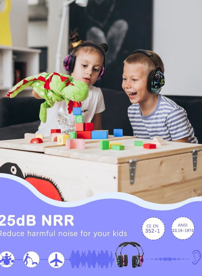 Zohan Kids Ear Protection 2 Pack, Hearing Protection Safety Ear Muffs for Children Have Sensory Issues, Adjustable Noise Reduction Earmuffs for Concerts, Fireworks(Nebula&Rap) - Image 4