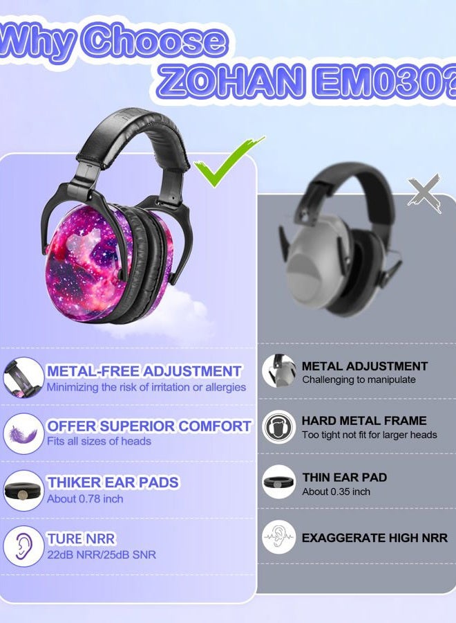 Zohan Kids Ear Protection 2 Pack, Hearing Protection Safety Ear Muffs for Children Have Sensory Issues, Adjustable Noise Reduction Earmuffs for Concerts, Fireworks(Nebula&Rap) - Image 3