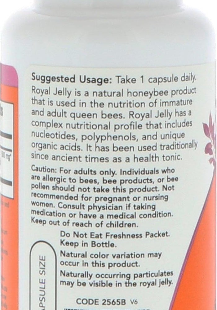 Now Foods Royal Jelly 1500Mg Caps. 60'S Freeze Dried - Image 3