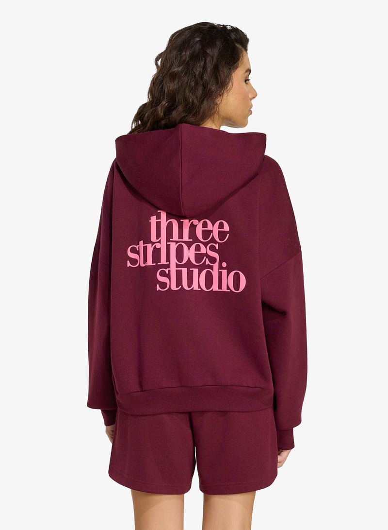 Adidas 3-Stripes Studio Hoodie - Image 2