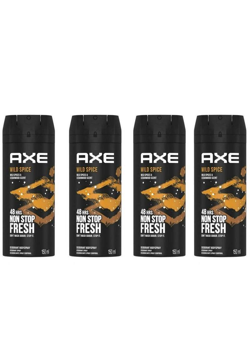 Axe Pack Of 4 Axe wild spice deodorant spray 150 ml  - Image 1