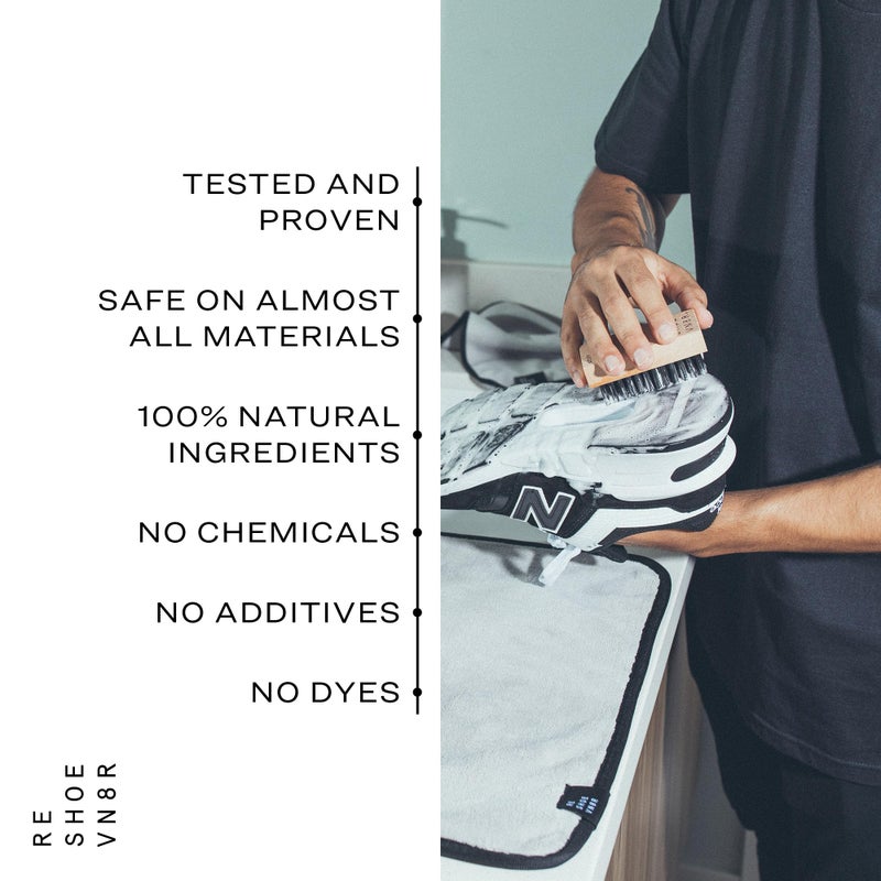 Reshoevn8r Shoe Cleaner Sneakers Kit, Essential Kit - White Sneaker Cleaner for Suede Canvas Leather Mesh Knit Nubuck Shoes - 4oz Cleaning Solution & Conditioner, 3 Brushes & Microfiber Towel - Image 5