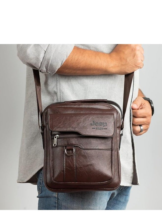 Jeep Buluo Brown leather crossbody bag - Image 2