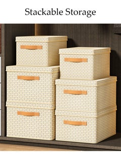 DUNISO 2 Pieces Fabric Closet Storage Organizer Set Foldable Clothes Boxes Large Capacity Wardrobe Stackable Closet Drawer with Handle for Leggings Stockings Socks Underwear  - Image 5