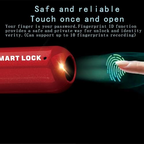 OLSIC Alloy Steel Mini Smart Fingerprint Lock Biometric USB Rechargeable Padlock Chip Anti-Theft,for Luggage Box Bag (Black) - Image 2