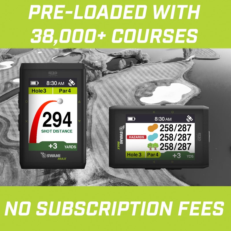IZZO Golf Swami Max Handheld GPS Unit - Rangefinder Golf GPS with Oversized Large Color Screen for Measuring Golf Distances, Black - Image 3