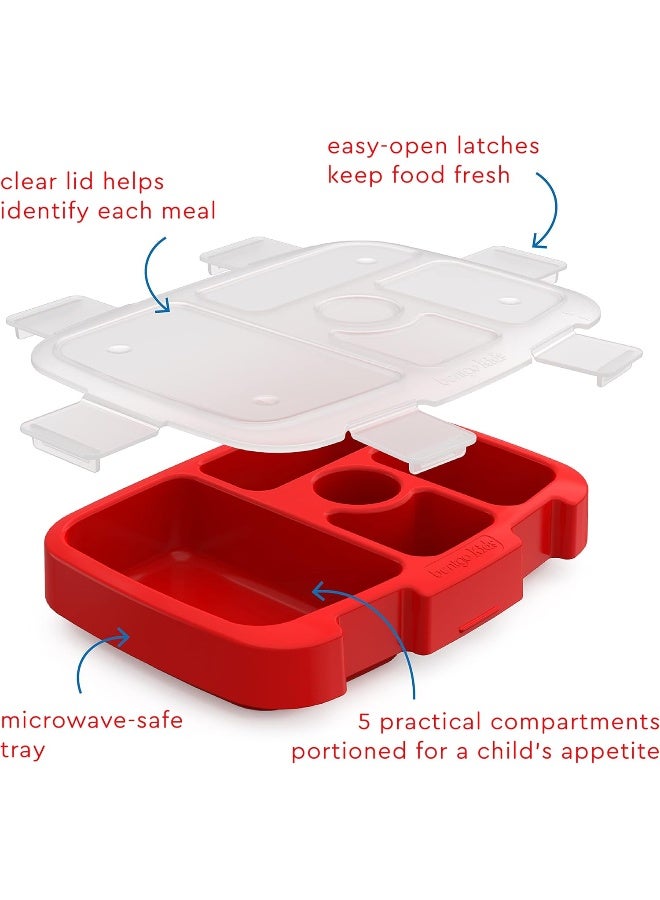 BentgoÂ® Kids Prints Tray with Transparent Cover - Reusable, BPA-Free, 5-Compartment Meal Prep Container with Built-In Portion Control for Healthy Meals At Home & On the Go (Trucks) - Image 4