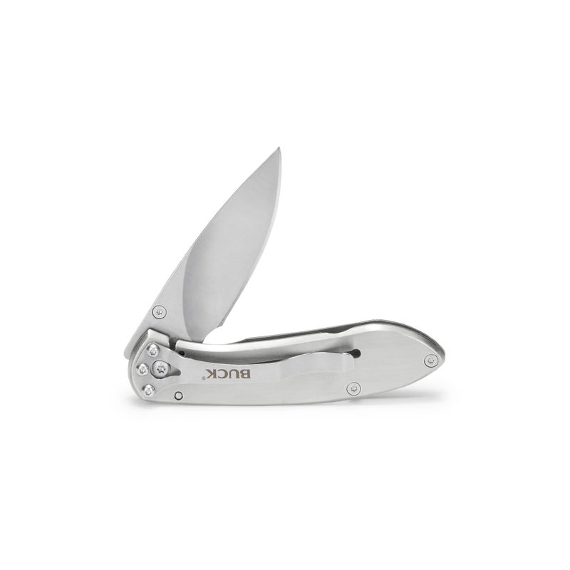 Buck Knives 0327SSS Nobleman Frame Lock Folding Knife with Thumb Stud and Pocket Clip, 2-5/8" 420HC Blade, Stainless Steel Finish - Image 2