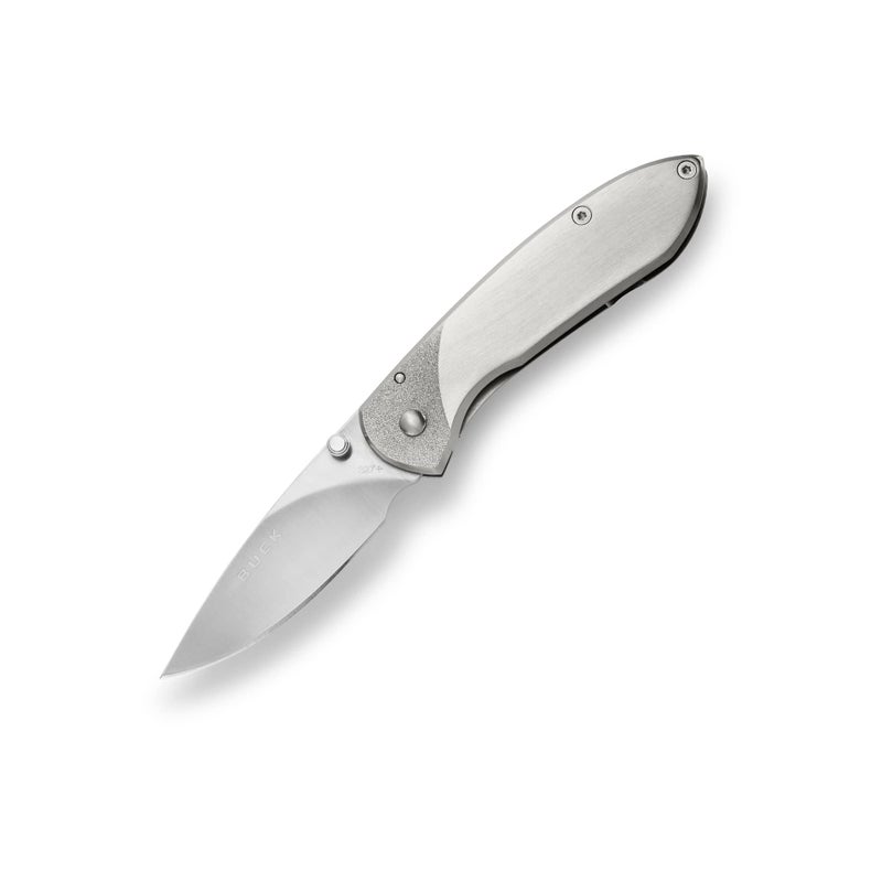 Buck Knives 0327SSS Nobleman Frame Lock Folding Knife with Thumb Stud and Pocket Clip, 2-5/8" 420HC Blade, Stainless Steel Finish - Image 1