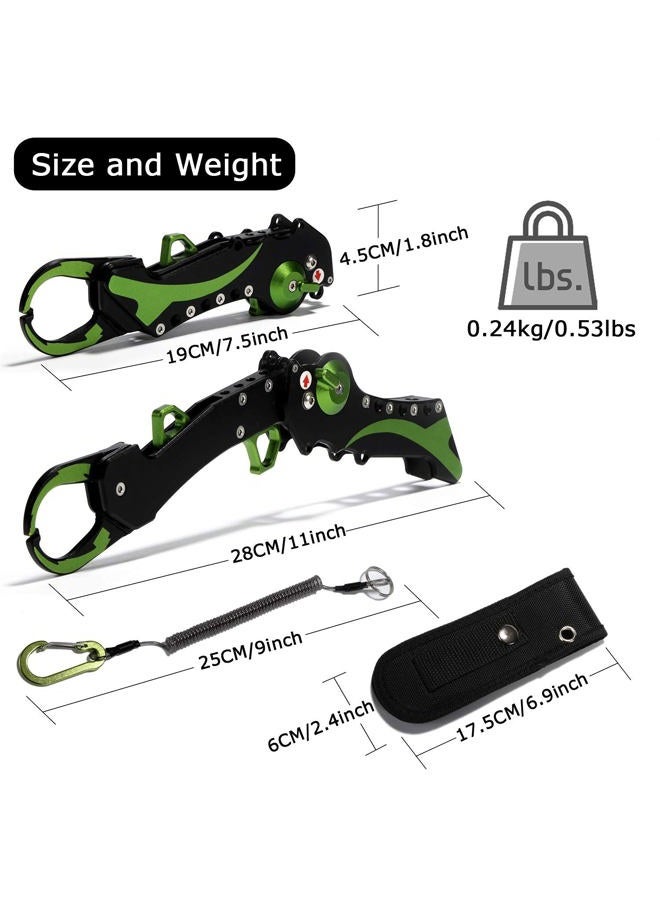 Night Cat Folding Fishing Lip Gripper Grabber Grip with Sheath Foldable Collapsible Fish Holder Control Accessories Portable Lightweight Aluminium Alloy 110lbs Loading Capacity green - Image 2