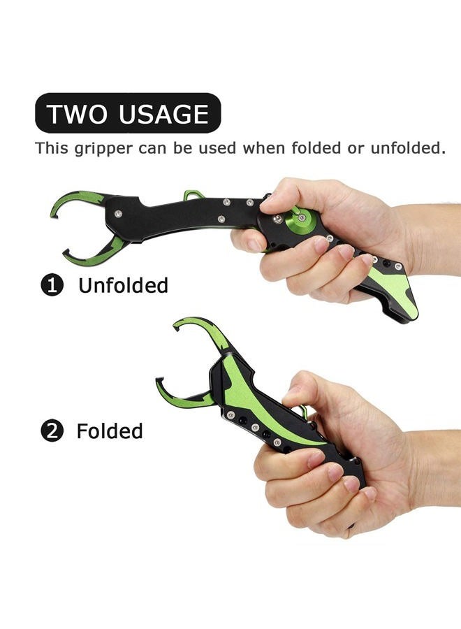 Night Cat Folding Fishing Lip Gripper Grabber Grip with Sheath Foldable Collapsible Fish Holder Control Accessories Portable Lightweight Aluminium Alloy 110lbs Loading Capacity green - Image 3