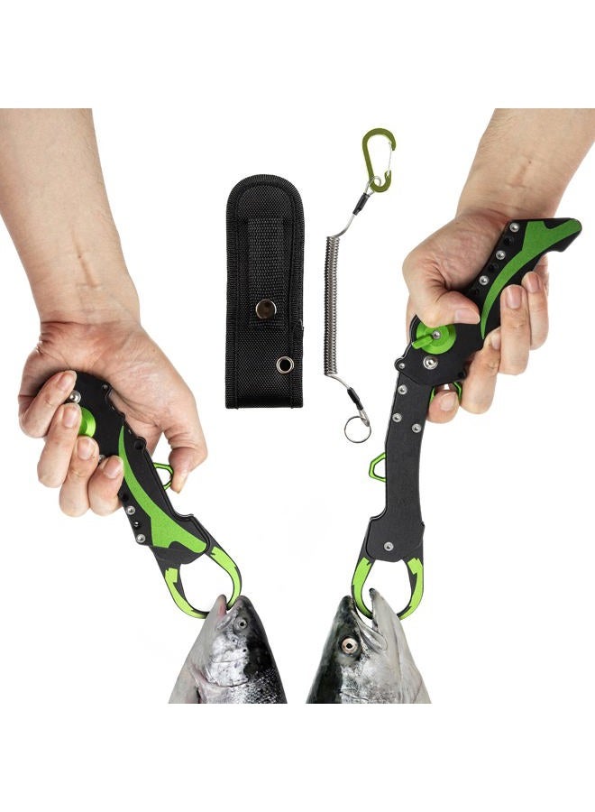 Night Cat Folding Fishing Lip Gripper Grabber Grip with Sheath Foldable Collapsible Fish Holder Control Accessories Portable Lightweight Aluminium Alloy 110lbs Loading Capacity green - Image 1