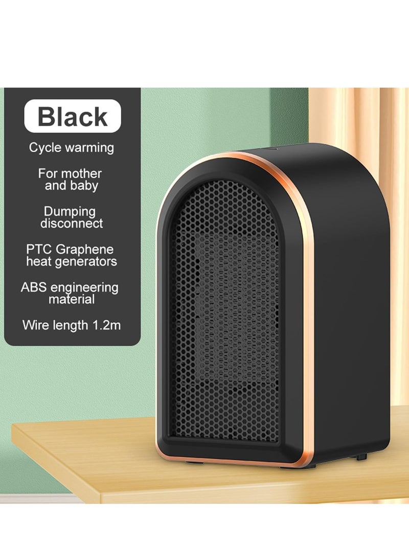 Necomi Portable Indoor Electric Space Heaters with Thermostat, 1200W/800W Safe and Quiet, Office Room Desk (Black) - Image 4