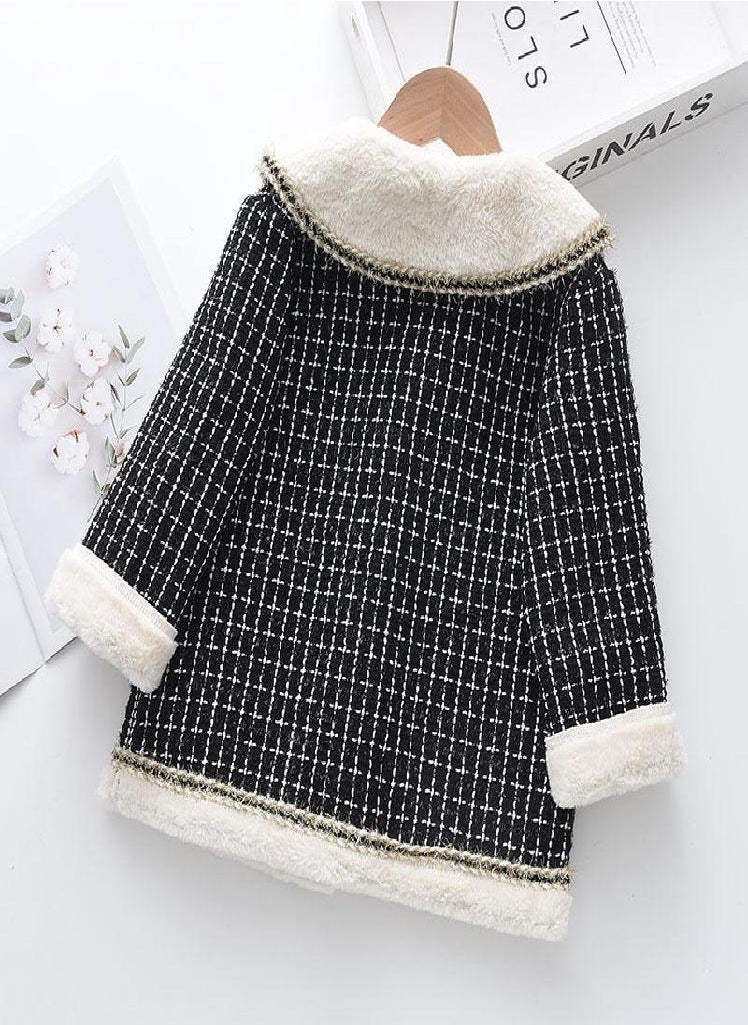 Eckek - Bear Leader Little Girls Clothing 2022 New  Warm Coat Korean Children Sweet Princess Style Mid-length Xiaoxiang Style Fur Collar  Clothes - Image 1