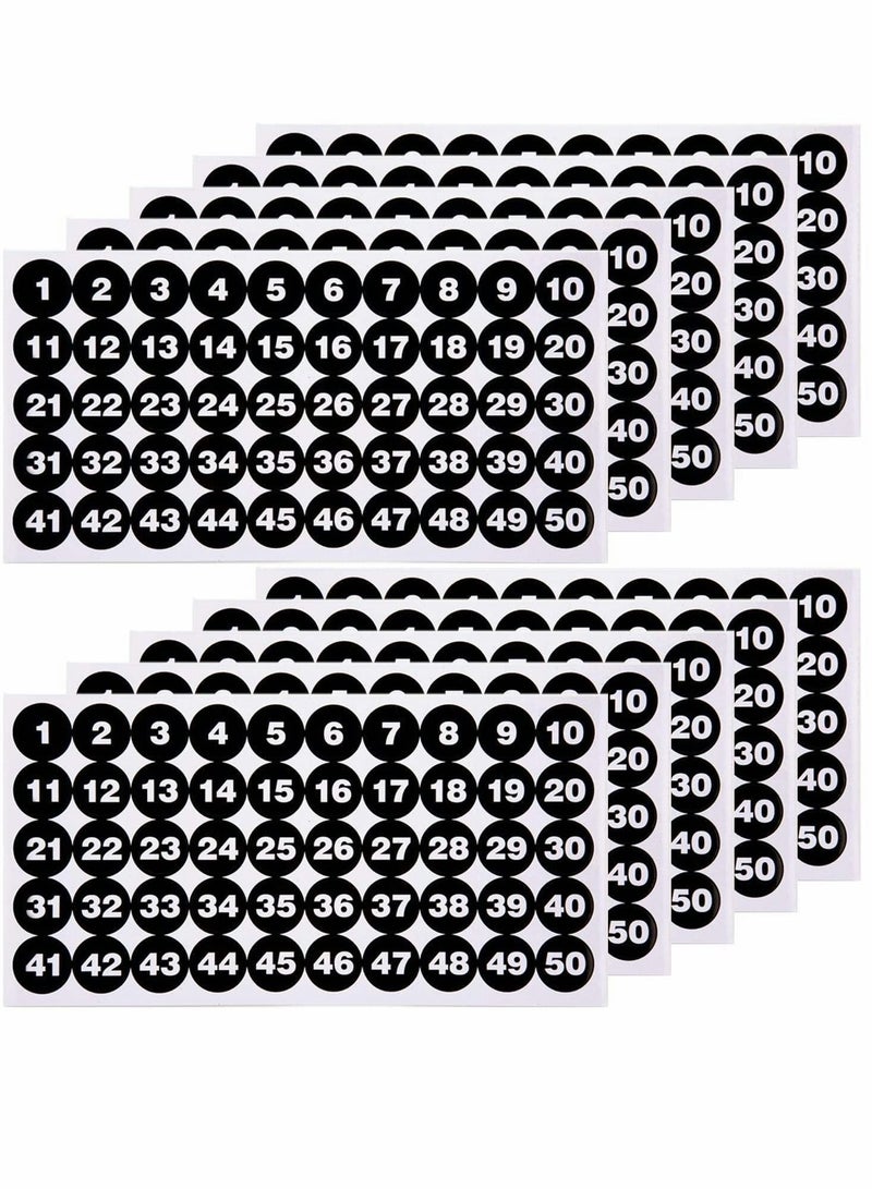 Y&D Number Stickers, Consecutive Stickers (1-50) 2.54cm Labels Waterproof Self-Adhesive Universal Label for Indoor Outdoor Daily Storage Uses (10 Sheets)  - Image 1