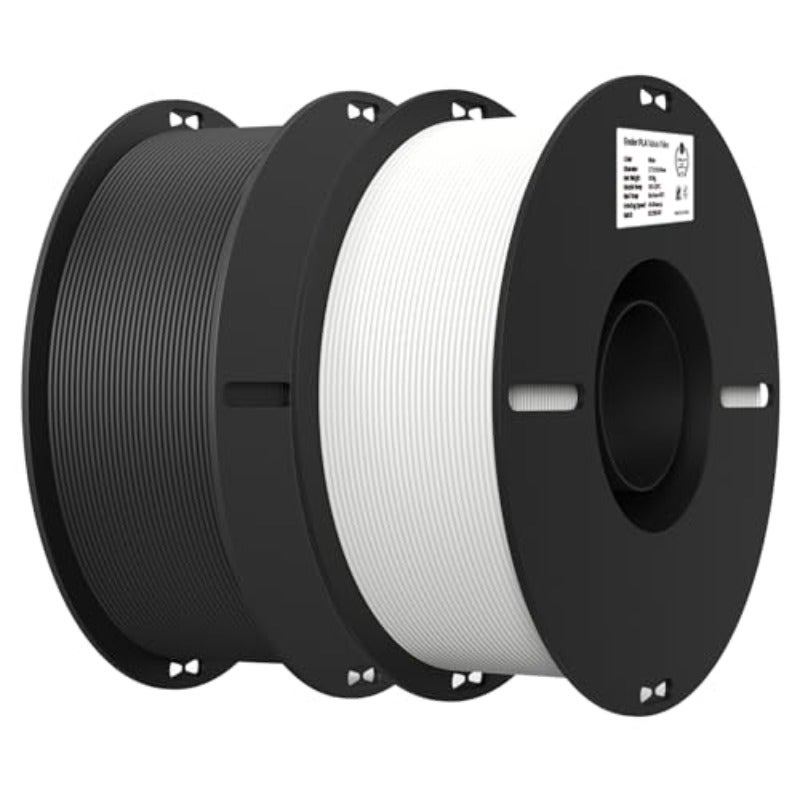 خيط طباعة ثلاثية الأبعاد PLA 1.75 مم - خيط طباعة 3D بوزن 2 كجم على بكرة كرتون - وزن 4.4 رطل - دقة أبعاد ± 0.02 مم - يناسب معظم طابعات FDM (اللون الأبيض والأسود، عبوة مزدوجة) - Image 1