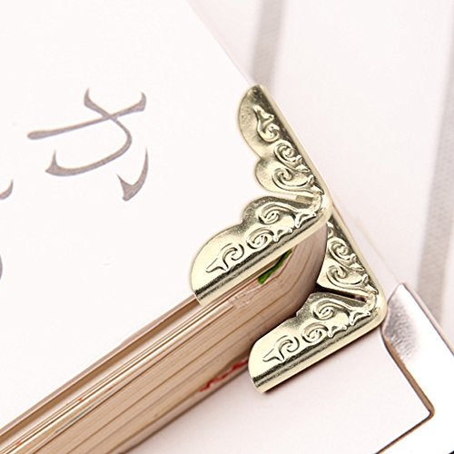 GLOGLOW 100pcs Book Corner Protectors, 0.55''X 0.11" Album Cover for Scrapebooking Vintage Photo Album Diary, Bronze - Image 3