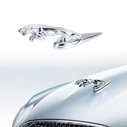 ARKOSKNIGHT Hood Emblem - Compatible with XE, XF, XJ Jagvar Accessories- 3D Classical Design - Hood Emblem in Chrome/Black Finish(Chrome) - Image 1
