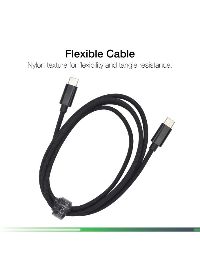 DVICED USB-C to USB-C  Charging & Data transfer 1.25m nylon cable  - Black - Image 4