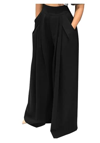 NRTHYE Palazzo Pants for Women High Waist Wide Leg Stretchy Loose Fit Casual Trousers - Image 5