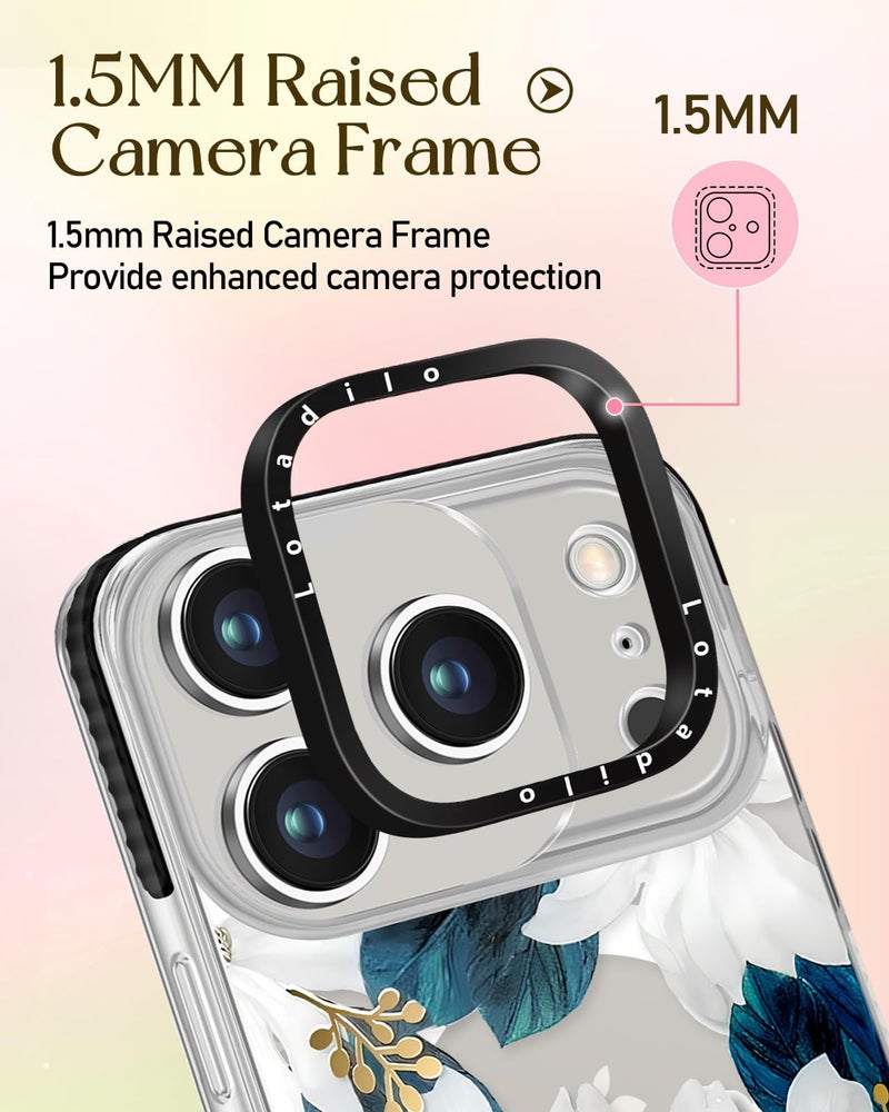 Lotadilo Case for iPhone 17 Pro Case Compatible with Magsafe Ring Holder Stand - for Women Blue Flower Design TPU Phone Cover for Girls Girly Funny Fashion - Image 3