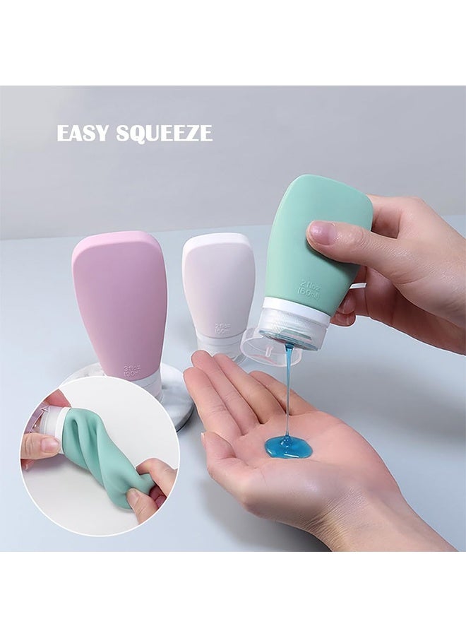 JCB CHIC 4 عبوات سفر محمولة لمستلزمات النظافة الشخصية، عبوات مستلزمات النظافة الشخصية المعتمدة للحمل على متن الطائرة بسعة 90 مل، أنابيب سيليكون قابلة للضغط ومقاومة للتسرب، إكسسوارات سفر قابلة لإعادة التعبئة لشامبو وسائل الاستحمام - Image 4