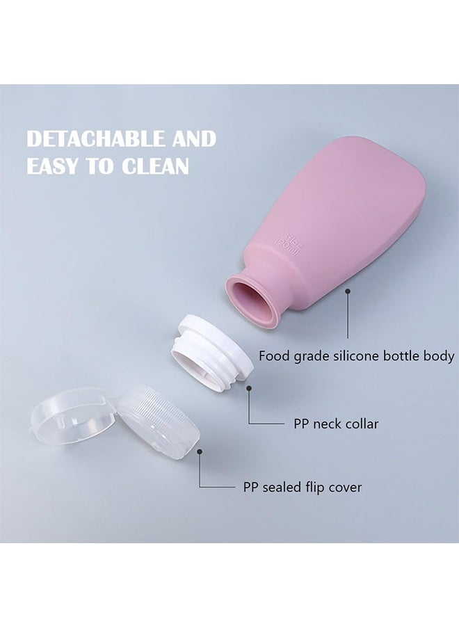 JCB CHIC 4 عبوات سفر محمولة لمستلزمات النظافة الشخصية، عبوات مستلزمات النظافة الشخصية المعتمدة للحمل على متن الطائرة بسعة 90 مل، أنابيب سيليكون قابلة للضغط ومقاومة للتسرب، إكسسوارات سفر قابلة لإعادة التعبئة لشامبو وسائل الاستحمام - Image 5