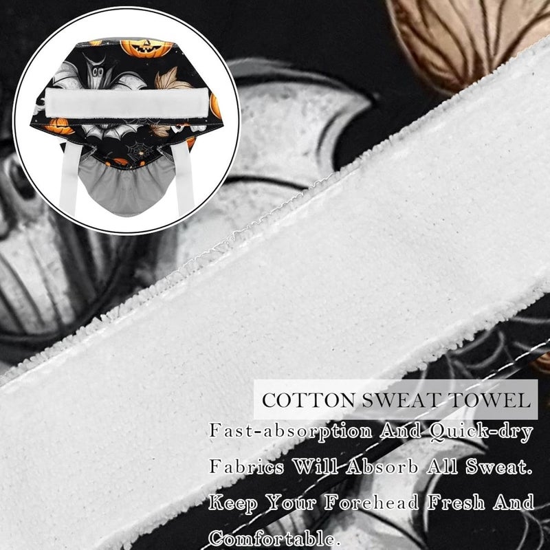 2 Packs Halloween Adjustable Women Men Scrub Cap Sweatband - Image 2