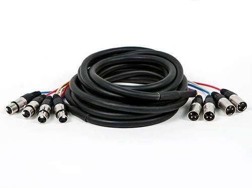 Monoprice XLR Male to XLR Female Snake Cable - 10 Feet- Black/Silver, 4-Channel, Metal Connector Housings Plastic and Rubber Cable Boots - Image 4