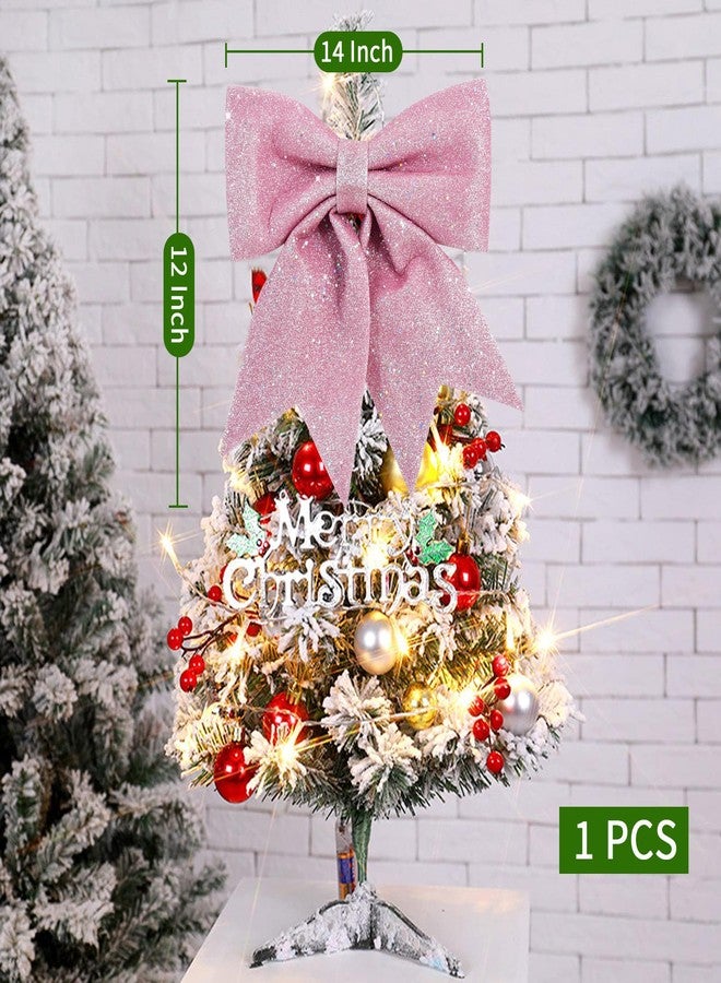 TONIFUL 12x14 Inch Glitter Bow Pink Shiny Christams Bow for Home Party Wedding Indoor Decoration， Gift Wrapping Accessories, Christams Whreath Bow DIY Handcraft Bow - Image 2