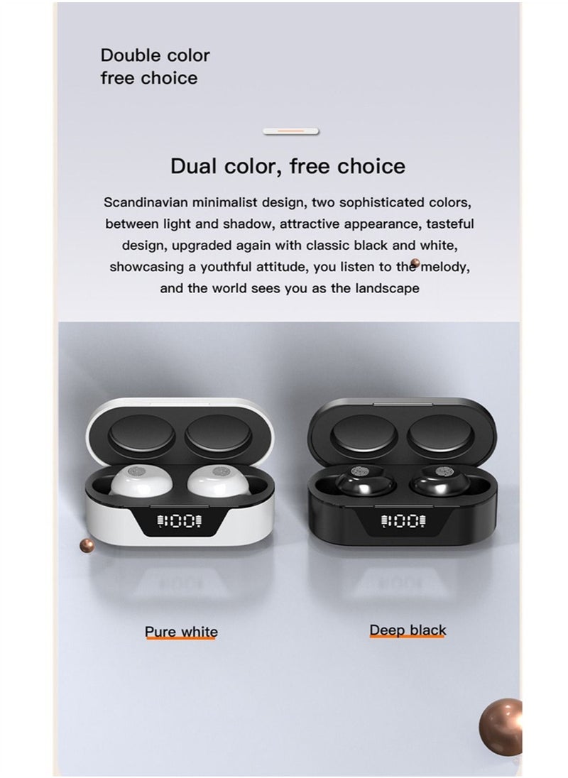 Generic - Classic Nordic style wireless music game Bluetooth headset with power display touch operation TWS Bluetooth 5.2 headset Black wireless earbuds true wireless compatible apple Suitable for Android and o - Image 1