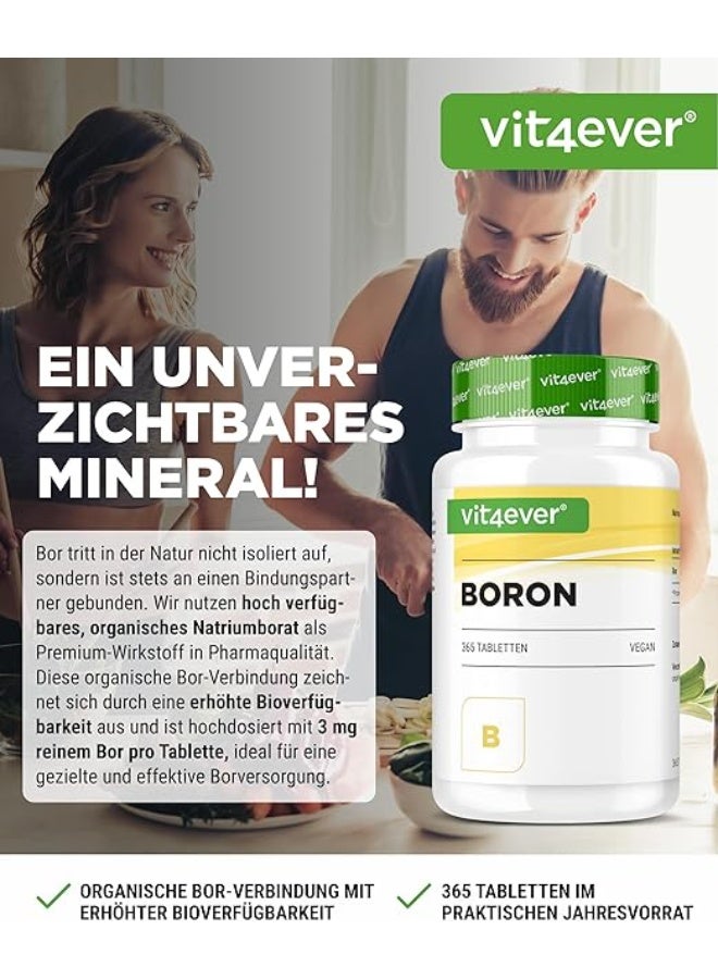 Vit4ever Boron 3 mg Per Tablet, Supports Bone Health and Hormonal Balance, Promotes Mineral Metabolism and Vitality, Highly Dosed, Vegan Formula, No Unwanted Additives, 365 Tablets (1 Year Supply) - Image 2
