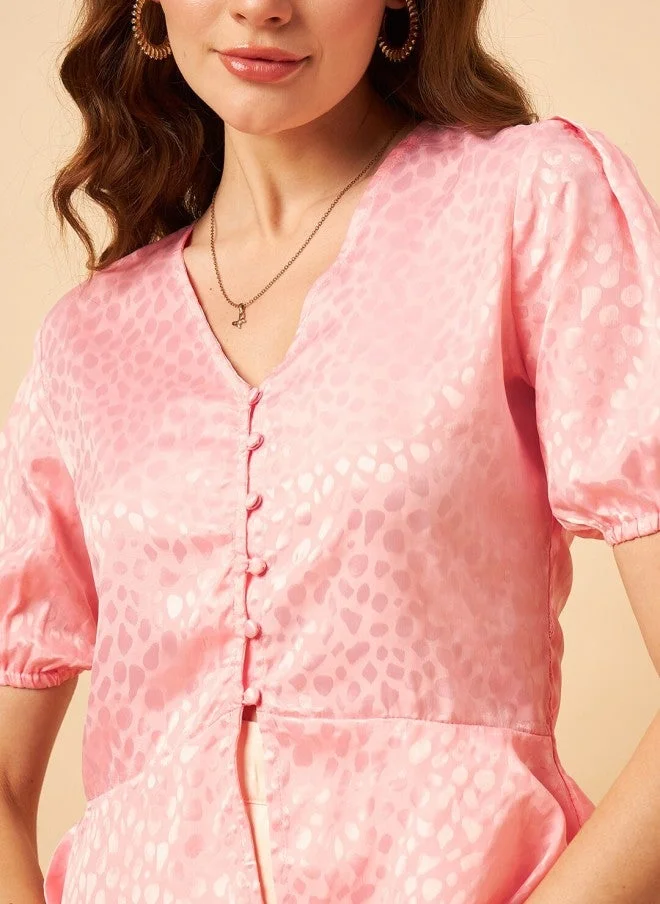 مينت ستريت بلوزة نسائية بأكمام منفوشة وياقة على شكل