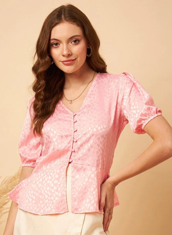 مينت ستريت بلوزة نسائية بأكمام منفوشة وياقة على شكل